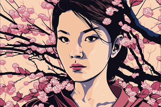 Ai Generiert, Frau, Blumen, Sakura