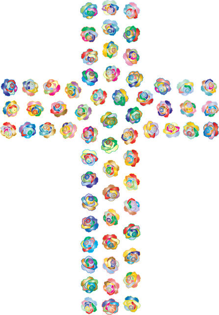 Free rose cross religion vector