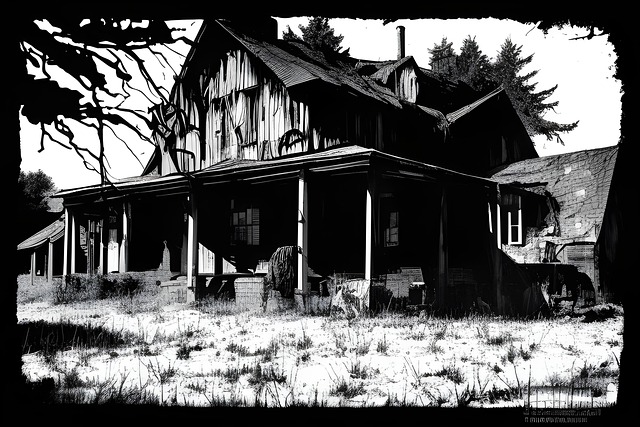 Free farm farmhouse black and white illustration