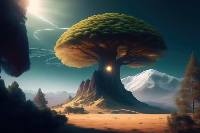 Free ai generated mountains forest illustration
