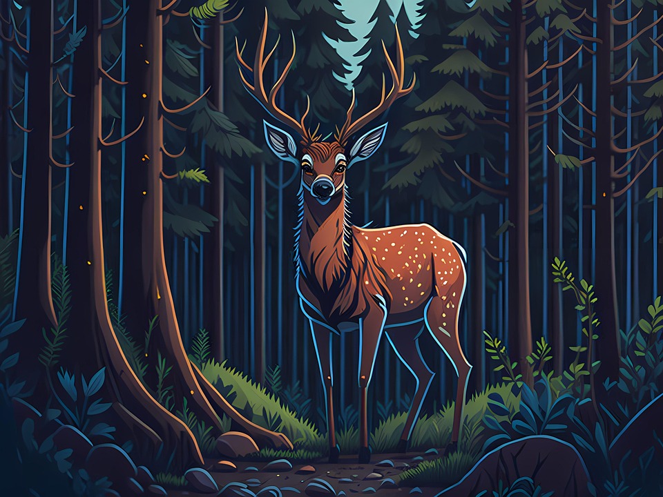 Download Deer, Forest, Trees. Royalty-Free Stock Illustration Image