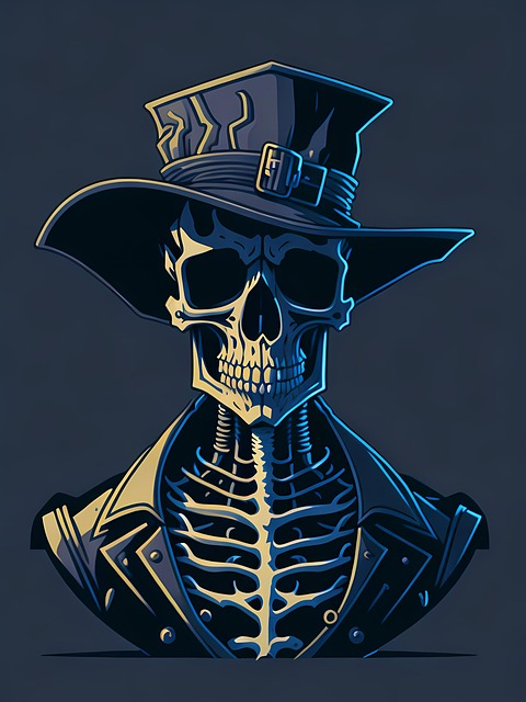 Free skeleton awful halloween illustration