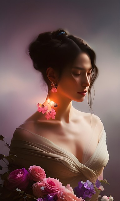 Free ai generated woman flowers illustration