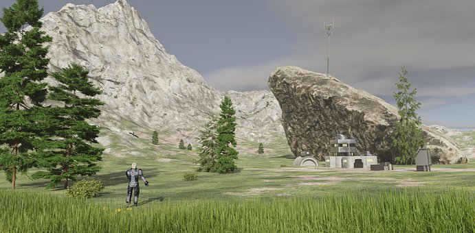 Landskap, Natur, Sci-Fi, Fjell, Gress