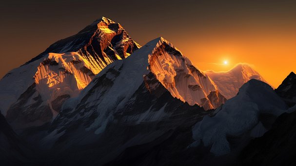 Free Snowy Moutains Sunset photo and picture