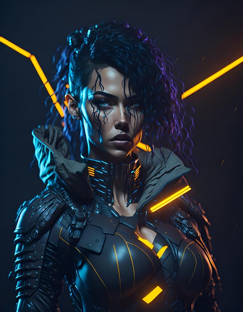 Free ai generated cyberpunk young woman illustration