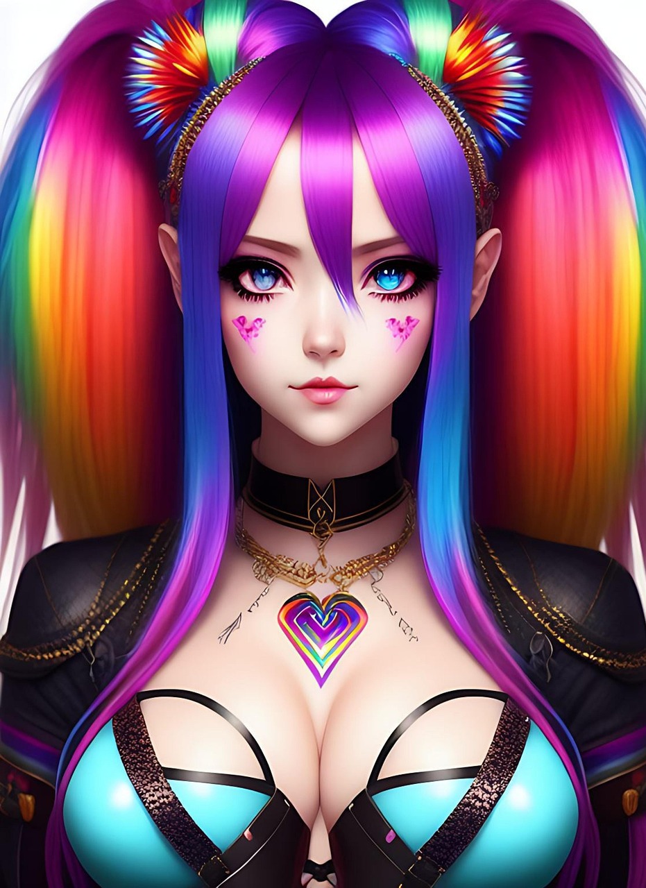 download-rainbow-hair-cyberpunk-lady-royalty-free-stock-illustration