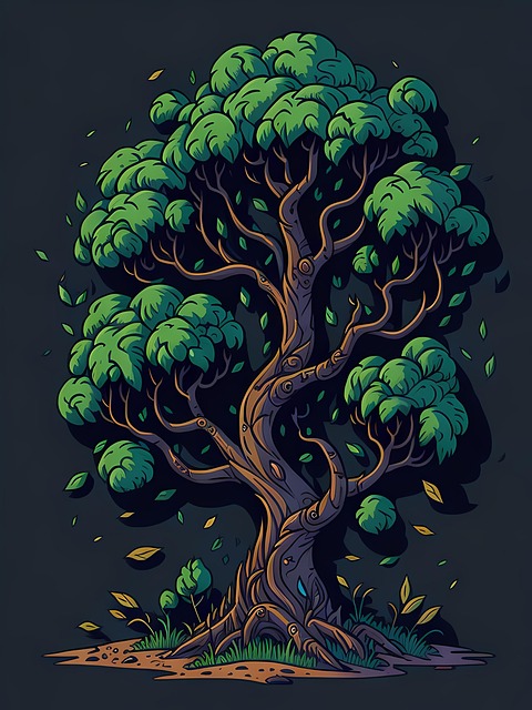 Free tree nature cartoon drawing illustration