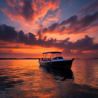 Free Boat Sunset photo and picture