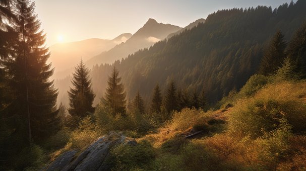 Free Mountain Ridge Forest illustration and picture