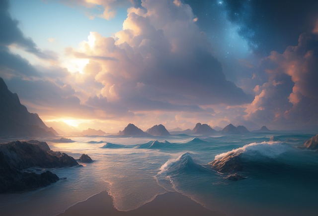 Free ai generated sunset beach illustration