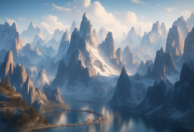 Free mountains snow sea illustration