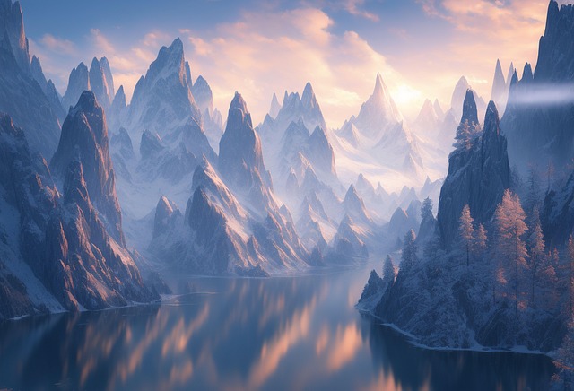 Free mountains snow sea illustration