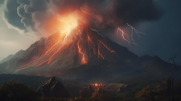 Free Ai Generated Volcano illustration and picture