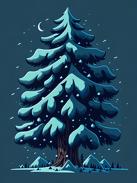 Free conifer tree snow illustration
