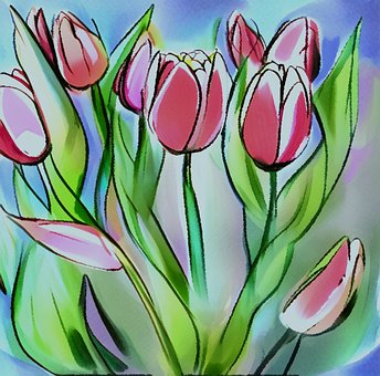 Free Tulips Watercolor vector and picture