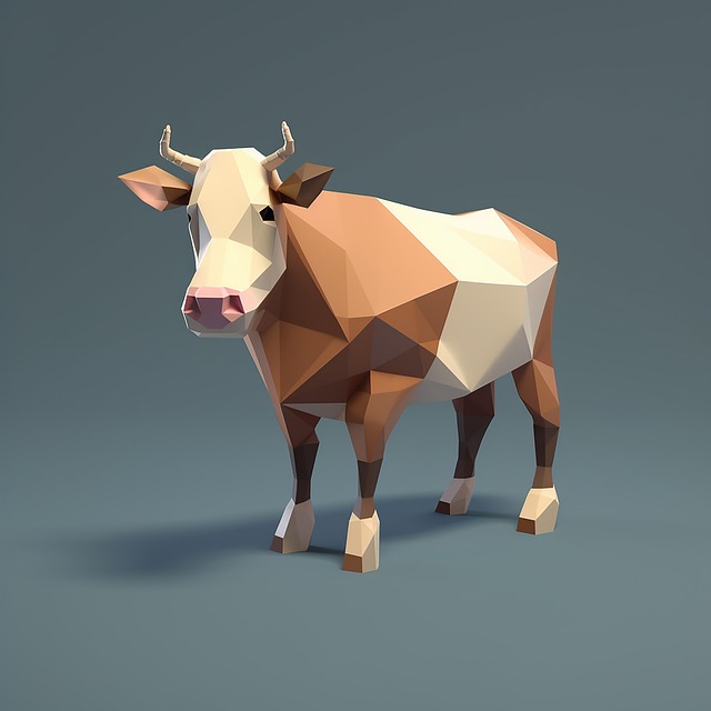 Free ai generated cow lowpoly illustration
