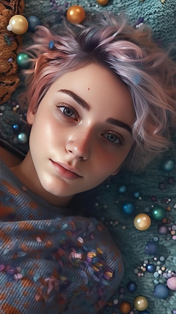 Free girl dreamer lying down illustration