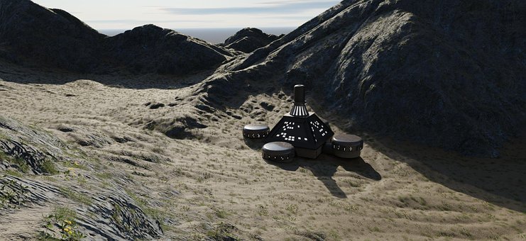 Sci-Fi, Husly, Bolig, Ørken, Fjell