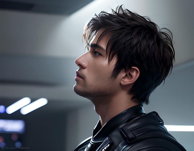 Free ai generated man leather jacket illustration