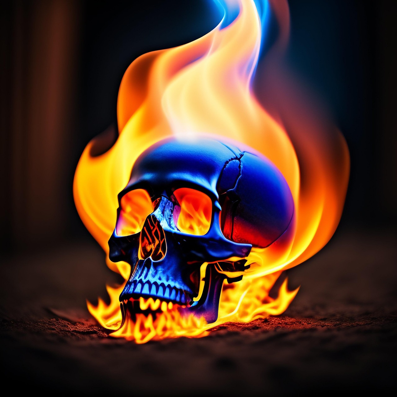 Skull Fire Flame Wallpaper