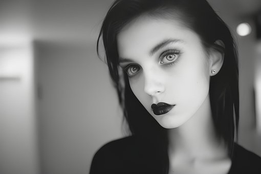 Modelo, Lindo, Gótico, Preto E Branco