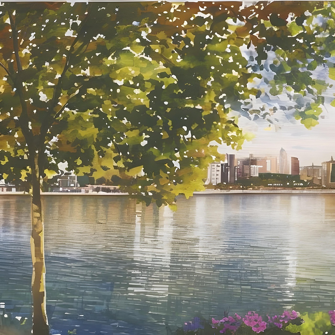 Download Watercolor Tree Lake Royalty Free Stock Illustration Image