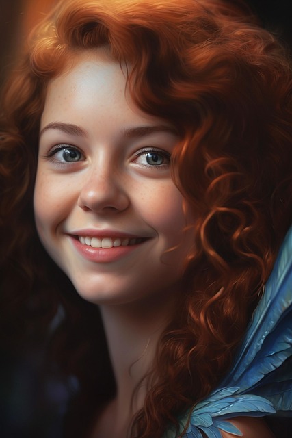 Free woman portrait red hair illustration