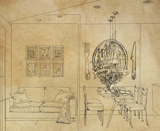 Kunst, Wohnzimmer, Zeichnung