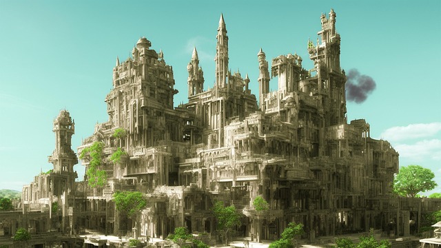 Free ai generated castle anti-utopia illustration