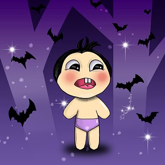 Baby, Barn, Gutt, Flaggermus, Skummelt