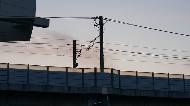 Cidade, Pôr Do Sol, À Noite, Metrô, Céu