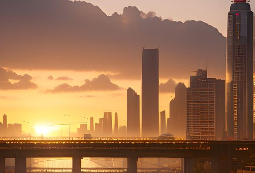 Free City Sunset illustration and picture