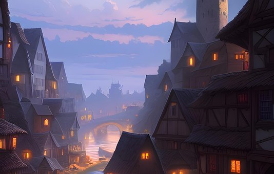 Free Town Medieval illustration and picture