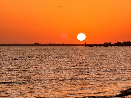 Hav, Soloppgang, Solnedgang, Sand