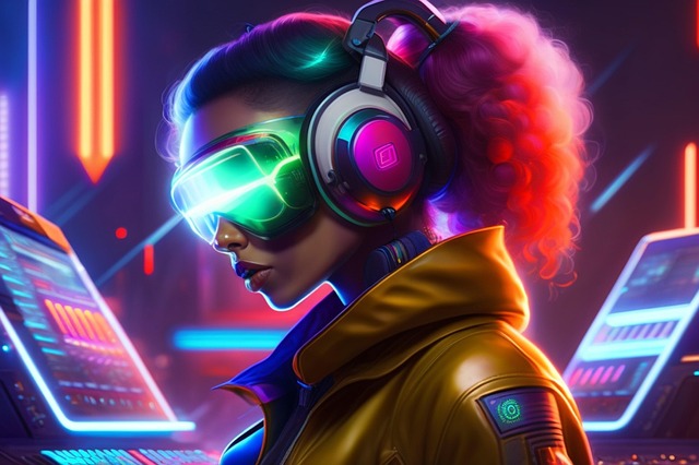 Free cyber girl dj illustration