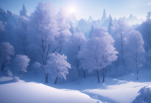 Free ai generated trees mountains illustration