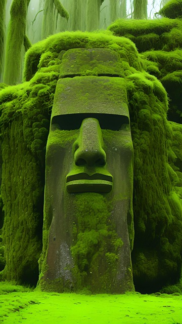 Free moai archaeology swamp illustration
