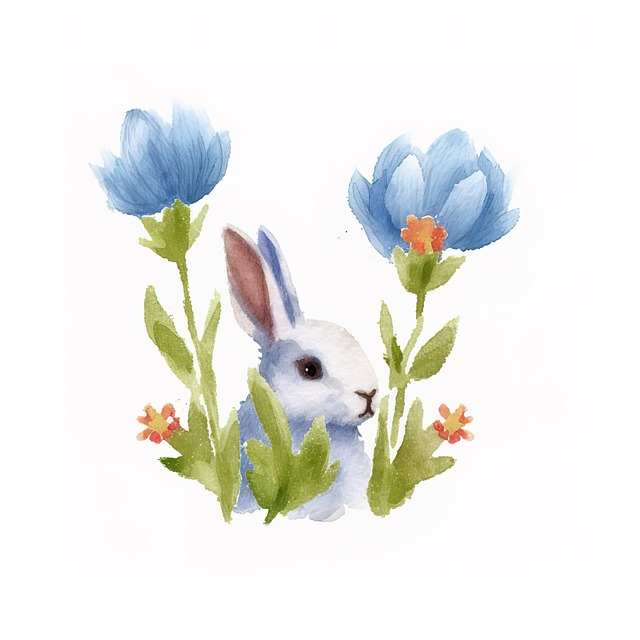 Free rabbit nature flowers illustration