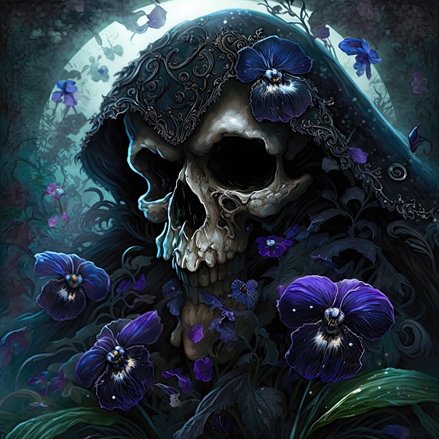 Free ai generated skull halloween illustration