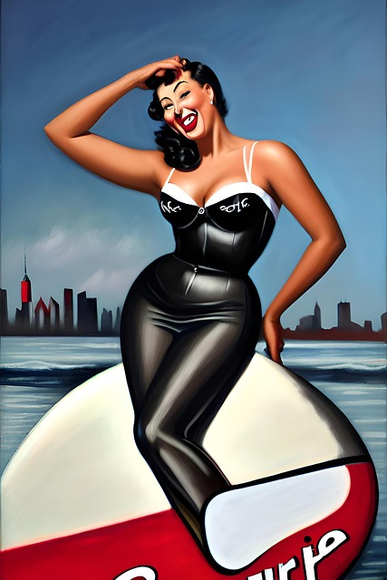 Schwarze Kleidung, Frau, Pinup, Lächeln