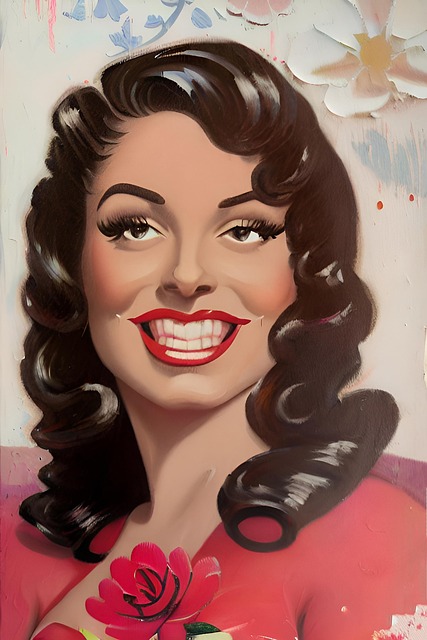 Frau, Haar, Pinup, Retro, Lachen, Zähne