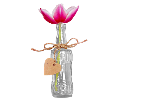 Glass, Glassflaske, Blomst, Deco, Skilt