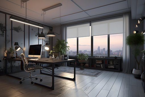 Computer, Kontor, Arkitektur, Interiør