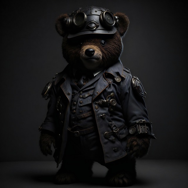 Free ai generated bear dieselpunk illustration