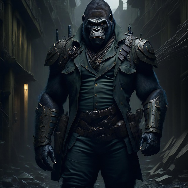 Free ai generated gorilla dieselpunk illustration