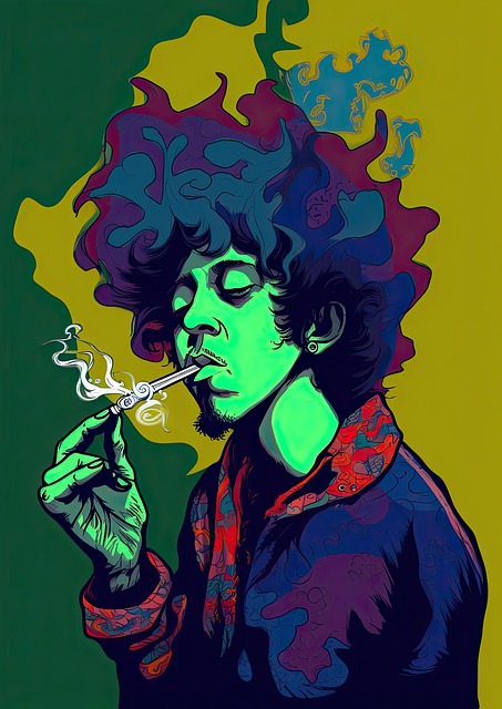 Free man smoking hippie illustration