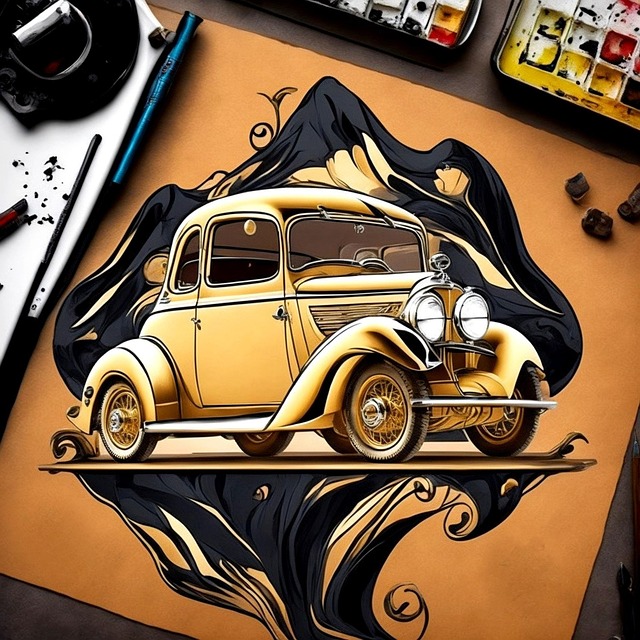 Oldtimer, Zeichnung, Skizzieren, Farben