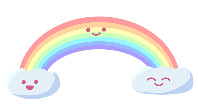 Free rainbow kawaii clouds illustration