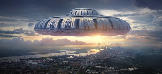 Free ufo city heaven illustration